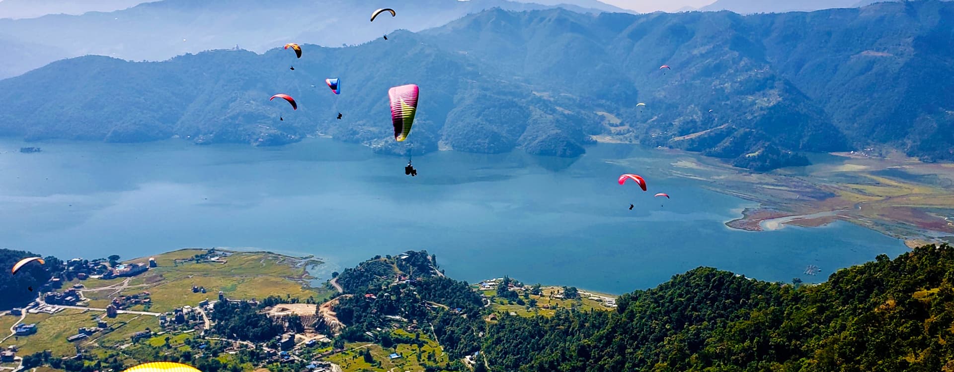 Paragliders at Phewa Lake